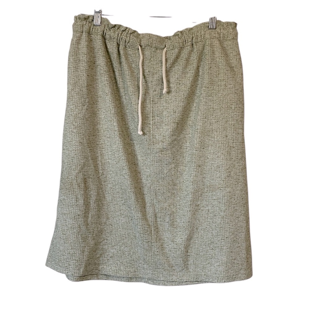 Polagram green linen blend drawstring waist Pencil Skirt size Large